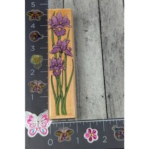 Hero Arts Long Irises Flowers F682 Rubber Stamp Wood #L38